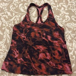 Lululemon pink and black fitted cropped tank. Size 12